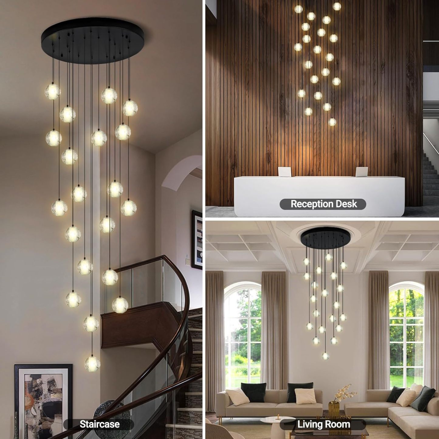 Pearl Ball 14-Light High Ceiling Chandelier