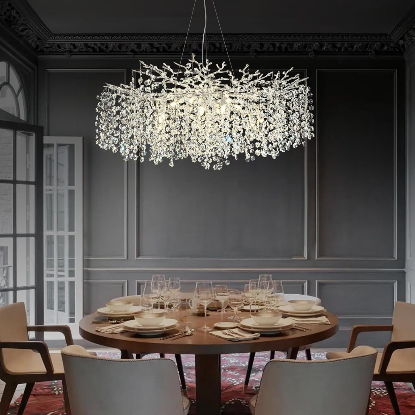 Snow Tree Branch Crystal Chandelier for All Rooms 30" 40" 55"