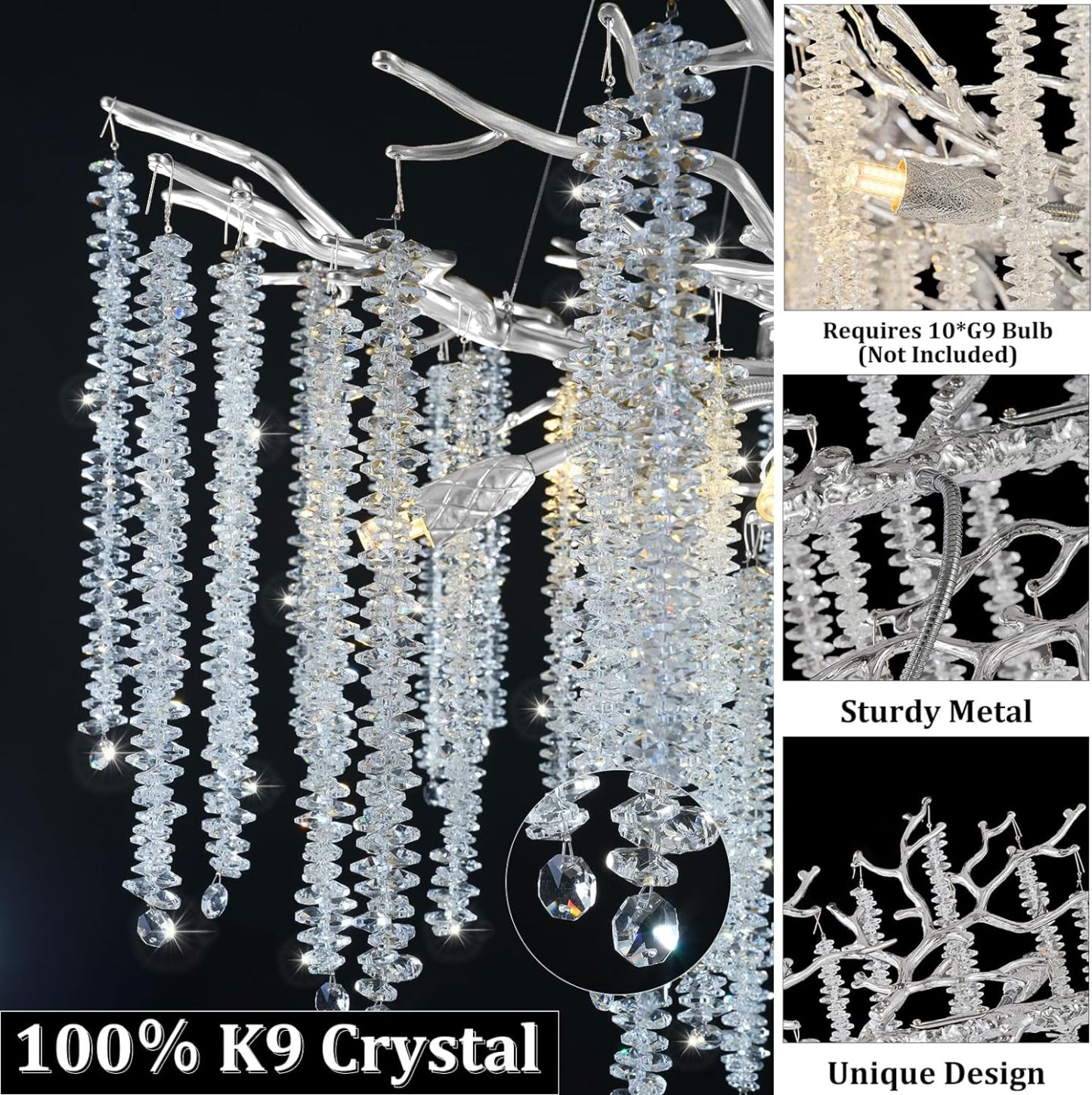 Silver Snow Tree Branches Chandelier for All Rooms 30''