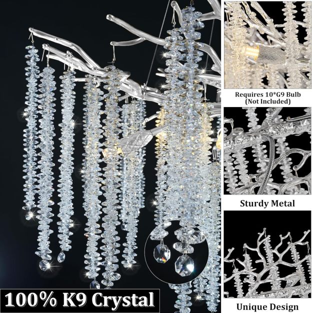 Silver Snow Tree Branches Chandelier for All Rooms 30''