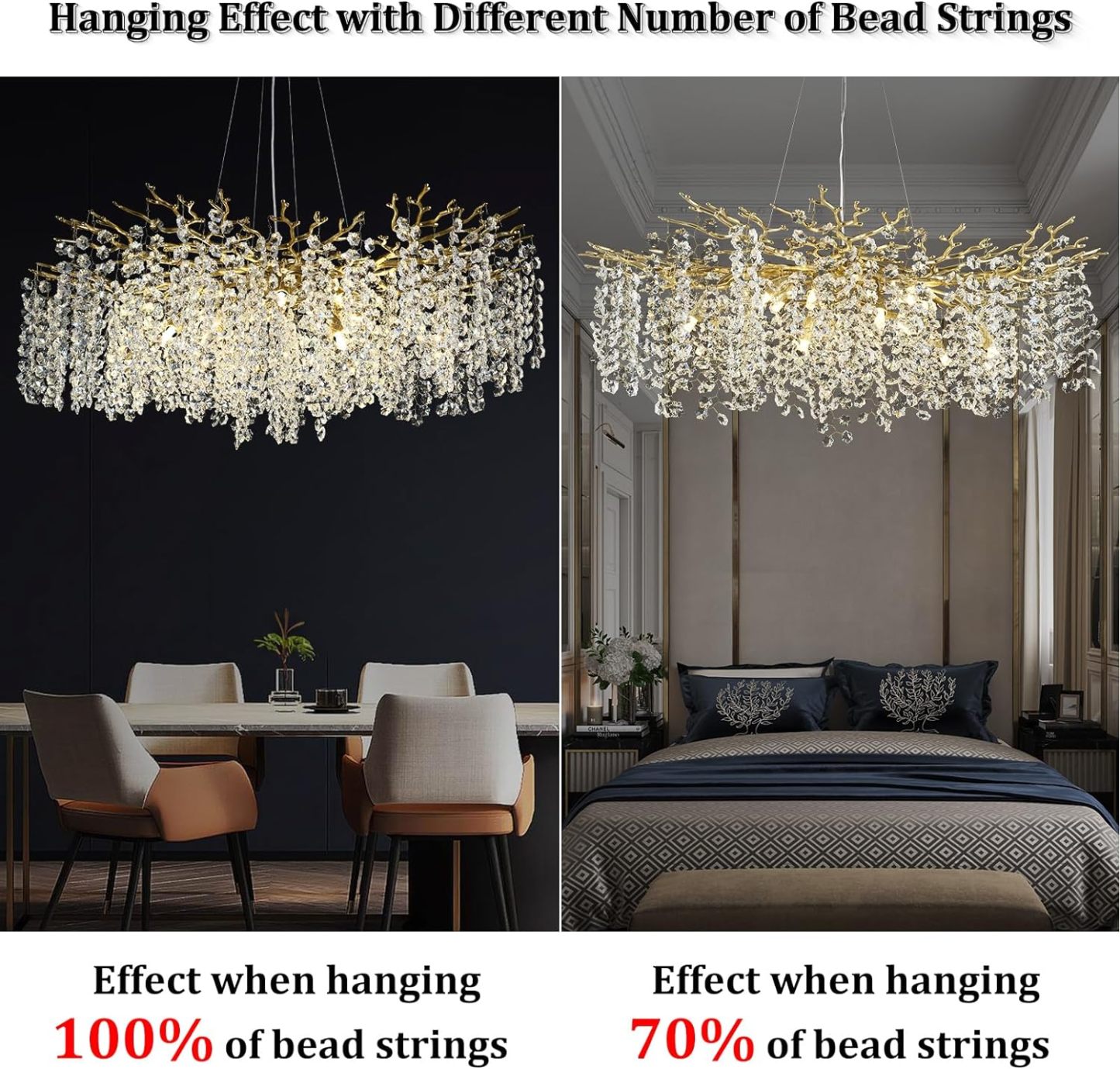 Snow Tree Branch Crystal Chandelier for All Rooms 30" 40" 55"