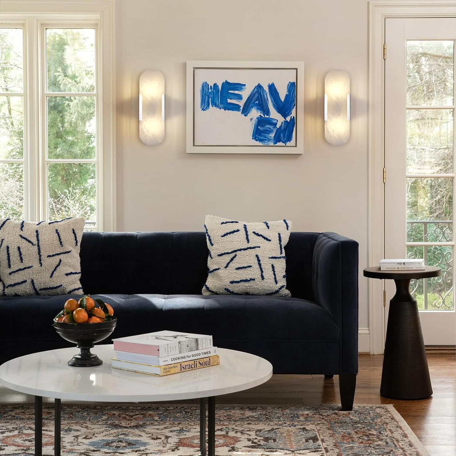 Oval Shaped Alabaster Wall Sconces 13.8" 19.7"