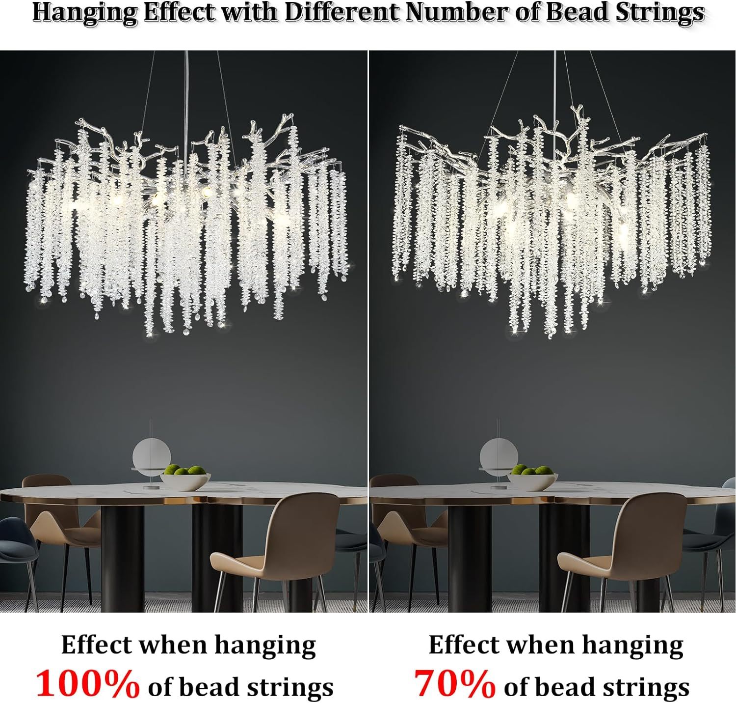 Silver Snow Tree Branches Chandelier for All Rooms 30''