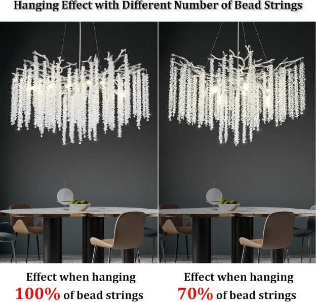 Silver Snow Tree Branches Chandelier for All Rooms 30''