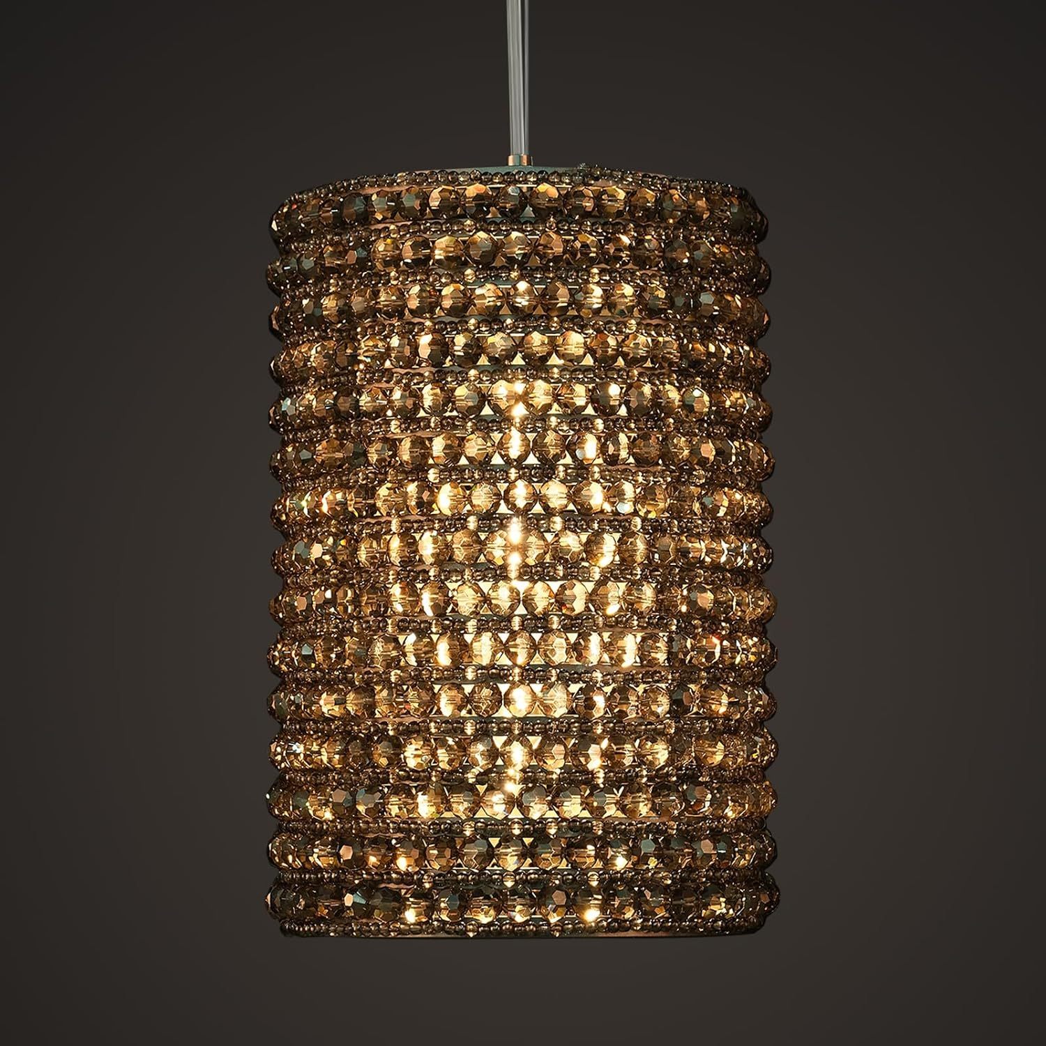 Grey/Clear K9 Crystal Beads Pendant Lights 12"