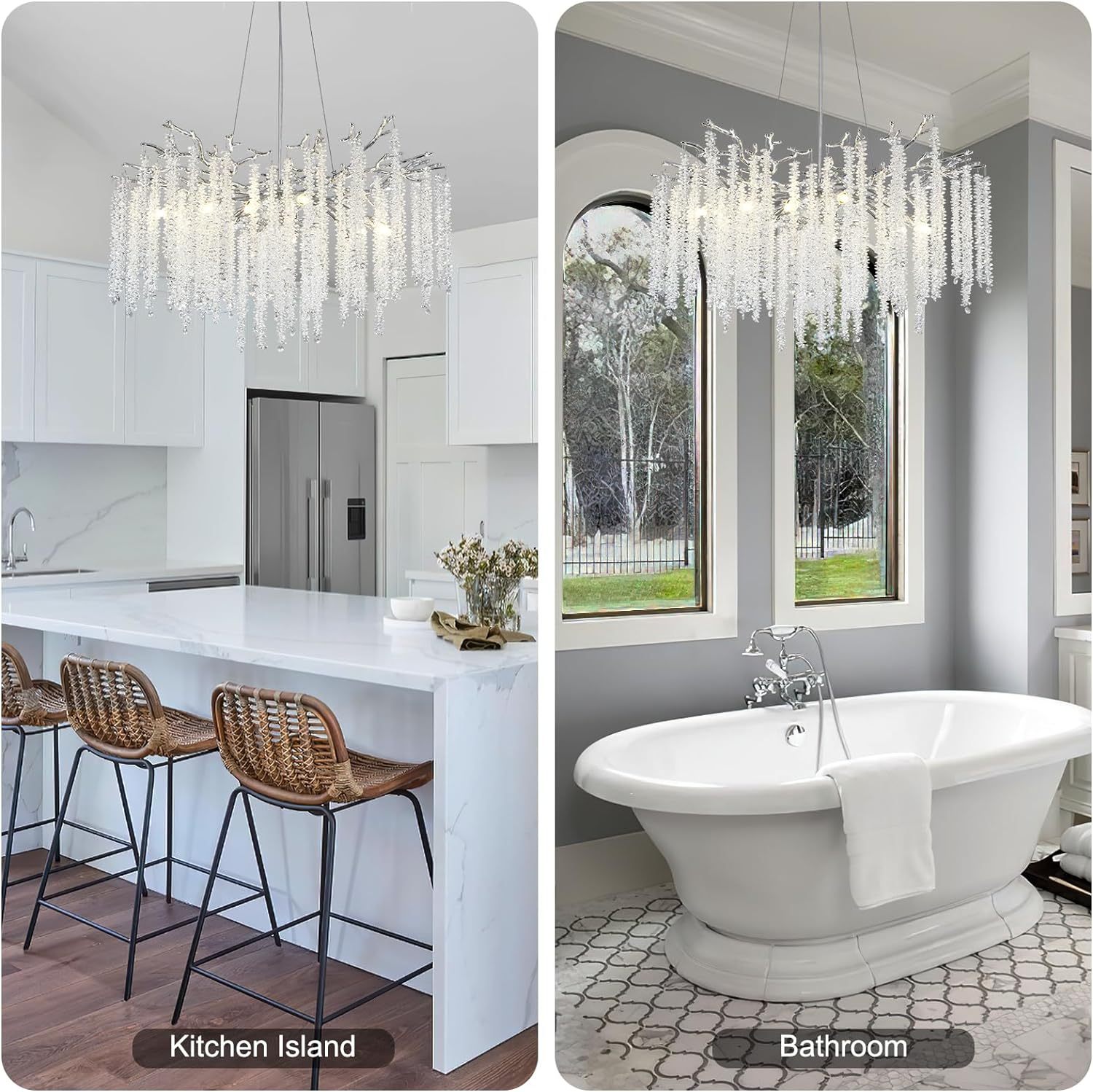 Silver Snow Tree Branches Chandelier for All Rooms 30''