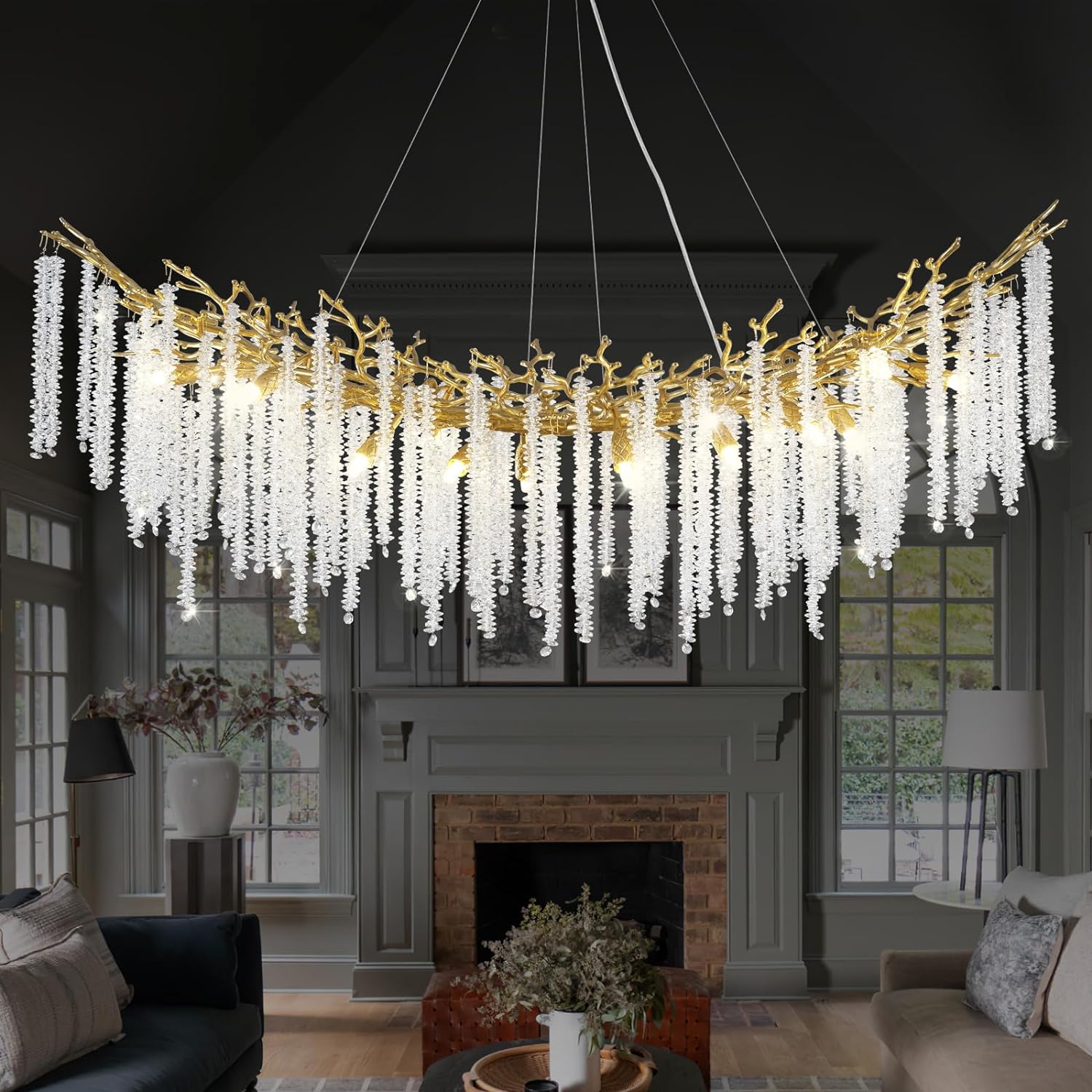 Snow Tree Branches Linear Chandelier for All Rooms 55''