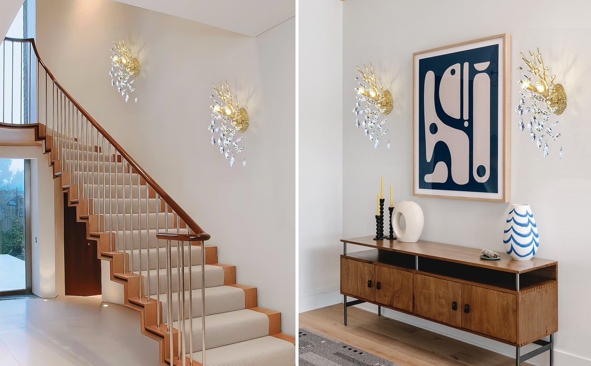 Ice Eye Crystal Gold/Silver Wall Sconce for All Rooms 10"H