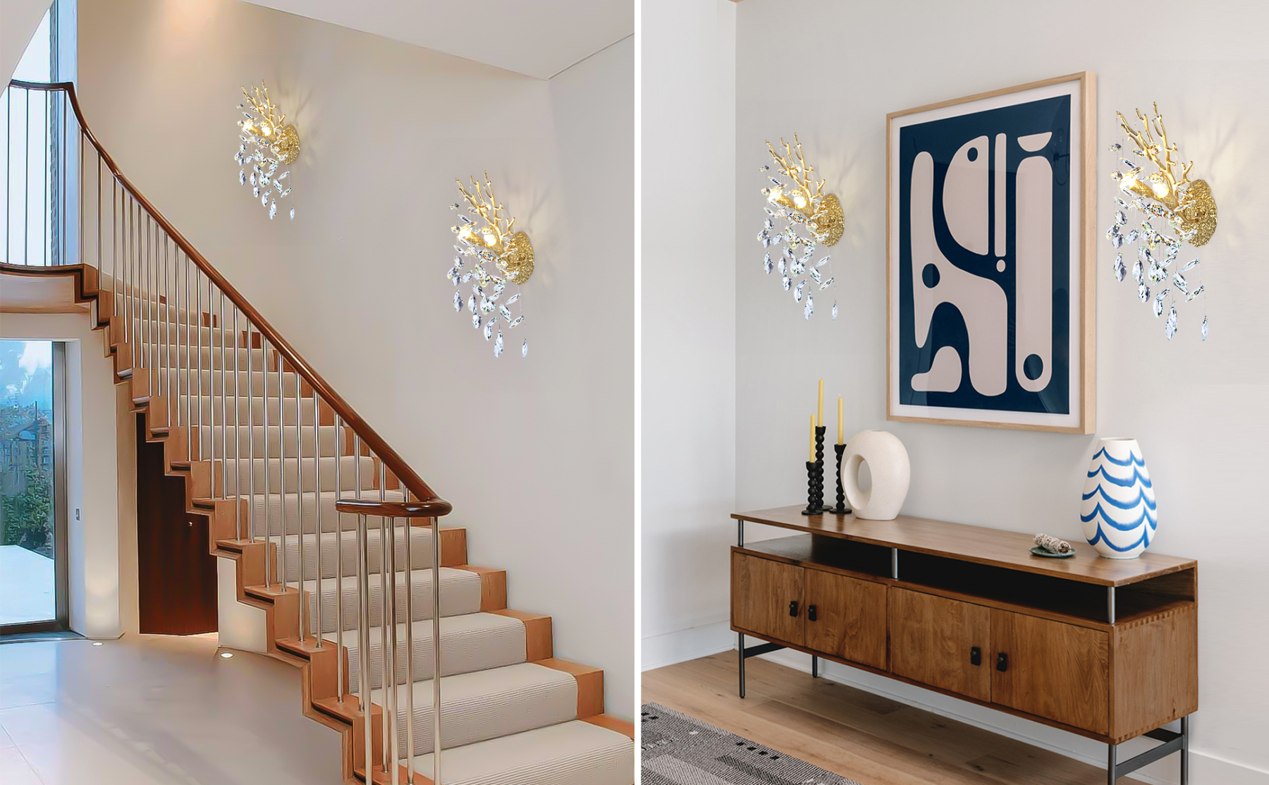 Ice Eye Crystal Gold/Silver Wall Sconce for All Rooms 10"H