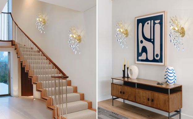 Ice Eye Crystal Gold/Silver Wall Sconce for All Rooms 10"H