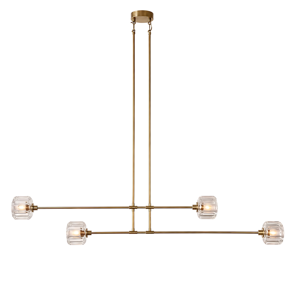 Demeart Mobile Linear Chandelier with YMceted Glass Shades