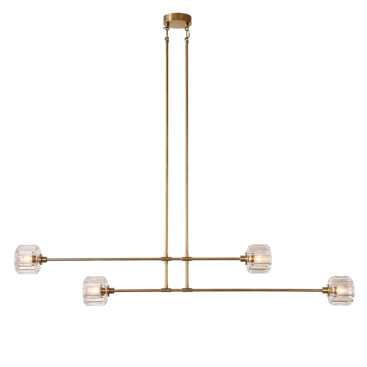 Demeart Mobile Linear Chandelier with YMceted Glass Shades