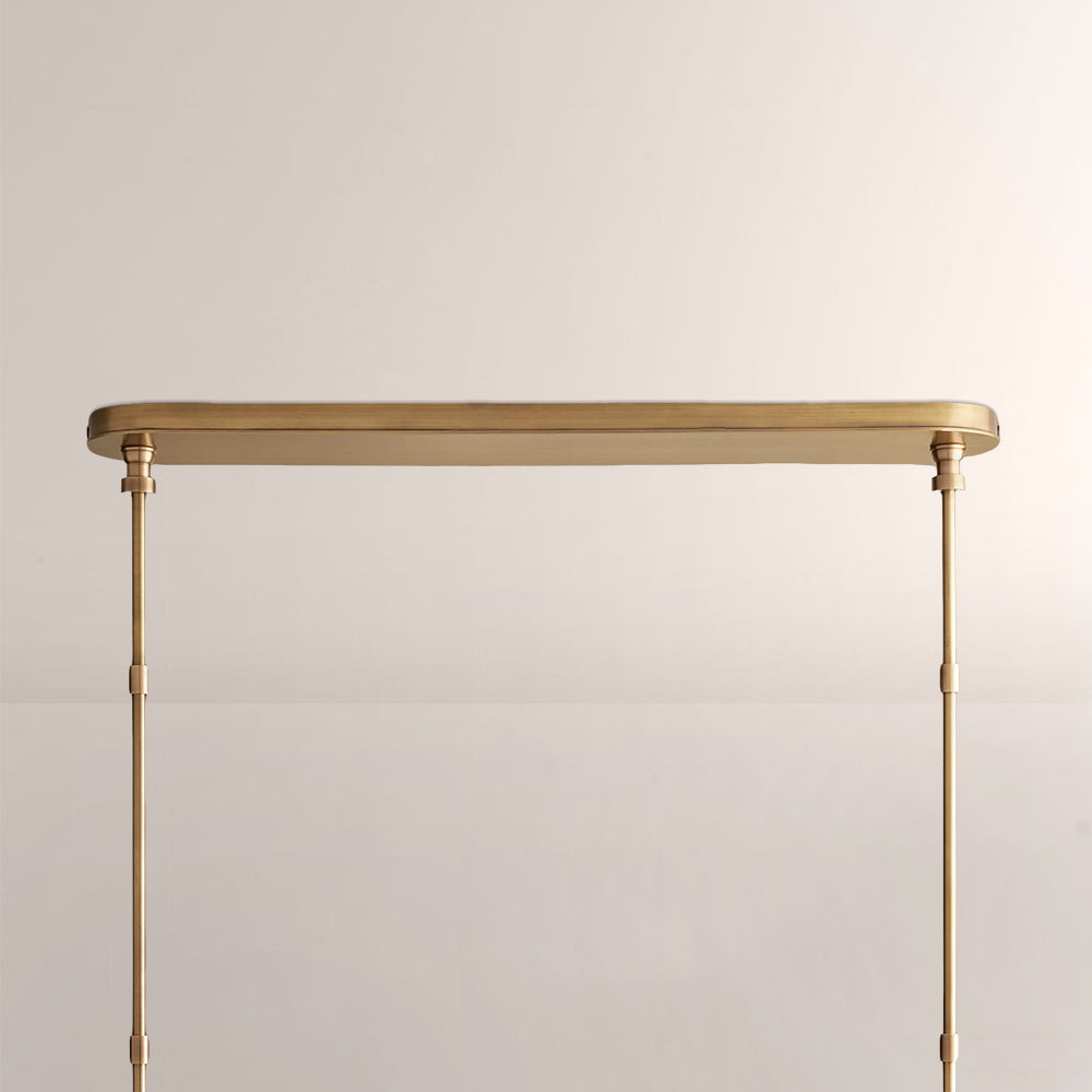 Haven Leather Brass Linear Chandelier