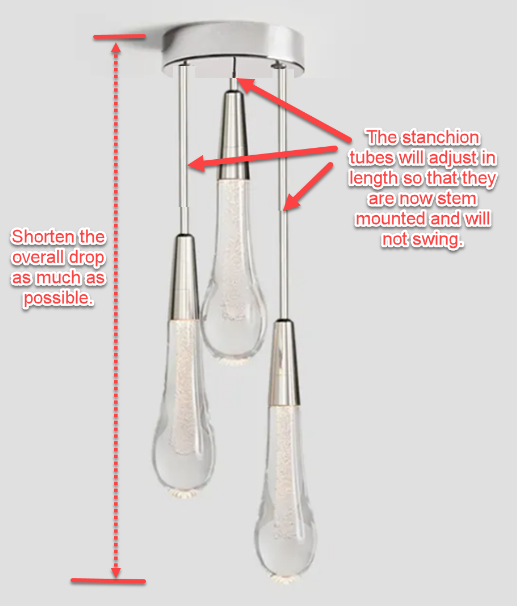 Customized 3-Light Eilis Rain Crystal pendant