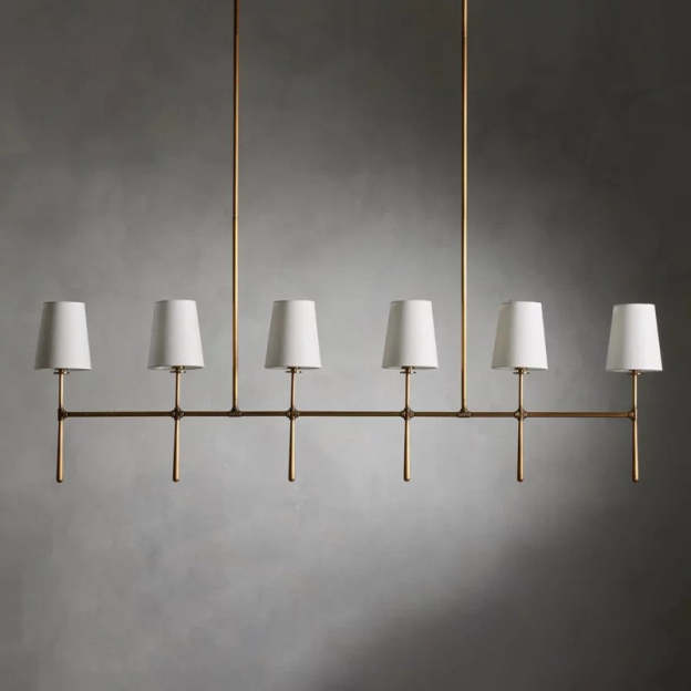 Art Fabric Lamp Shade Linear Chandelier 51" 62"