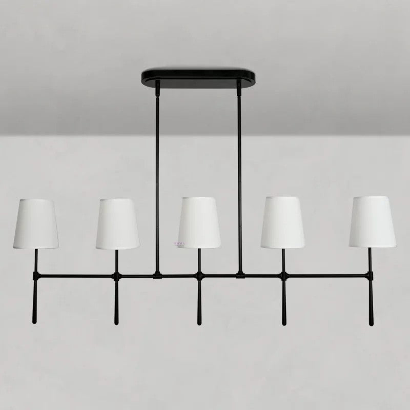 Art Fabric Lamp Shade Linear Chandelier 51" 62"