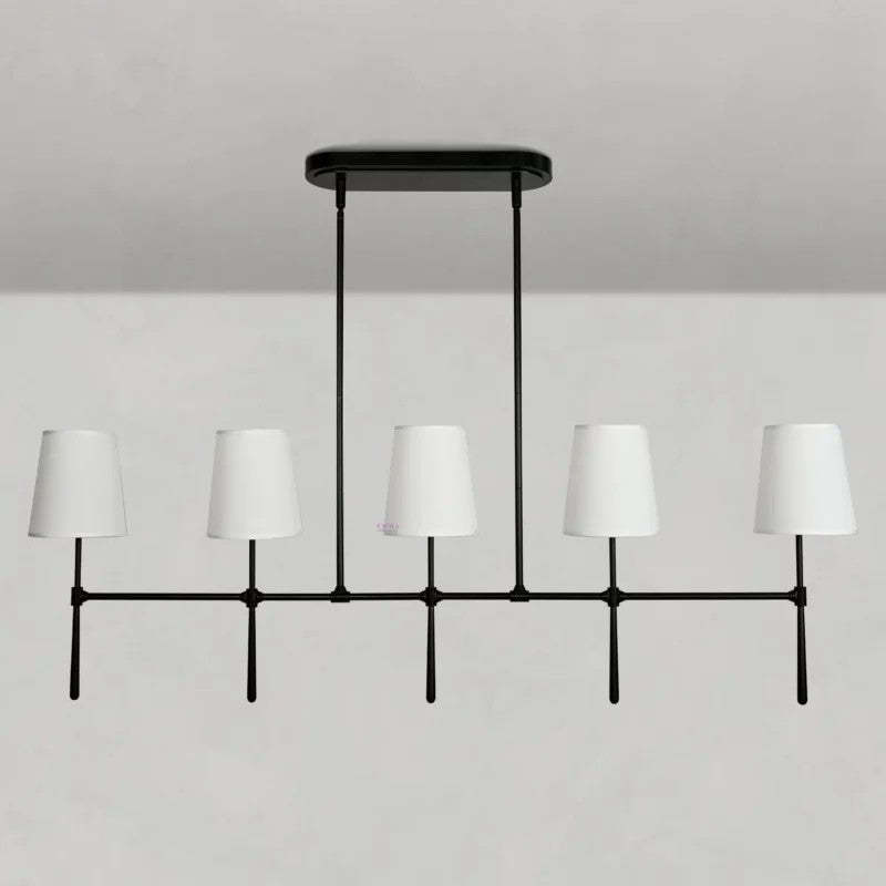 Art Fabric Lamp Shade Linear Chandelier 51" 62"