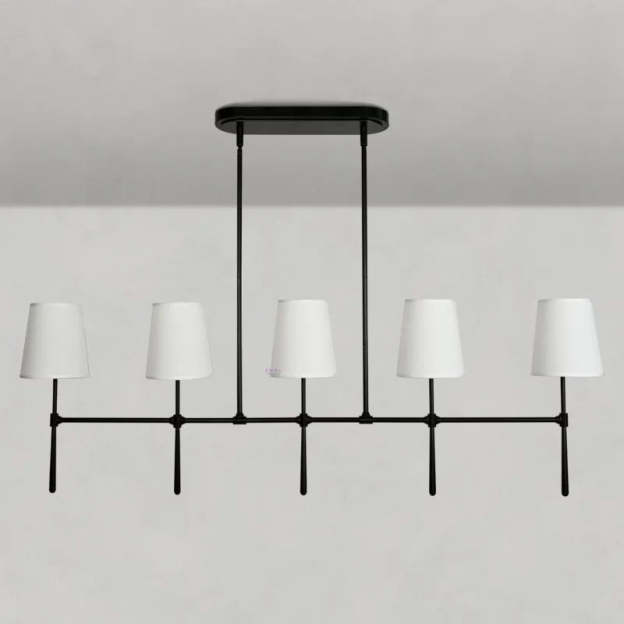 Art Fabric Lamp Shade Linear Chandelier 51" 62"
