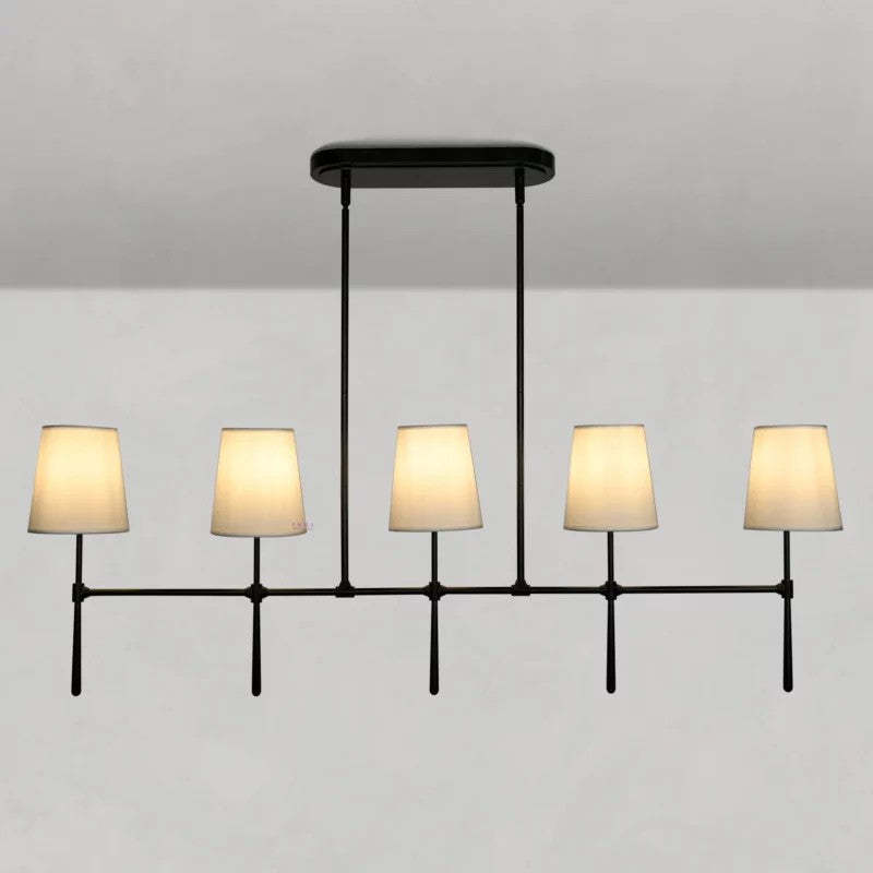 Art Fabric Lamp Shade Linear Chandelier 51" 62"