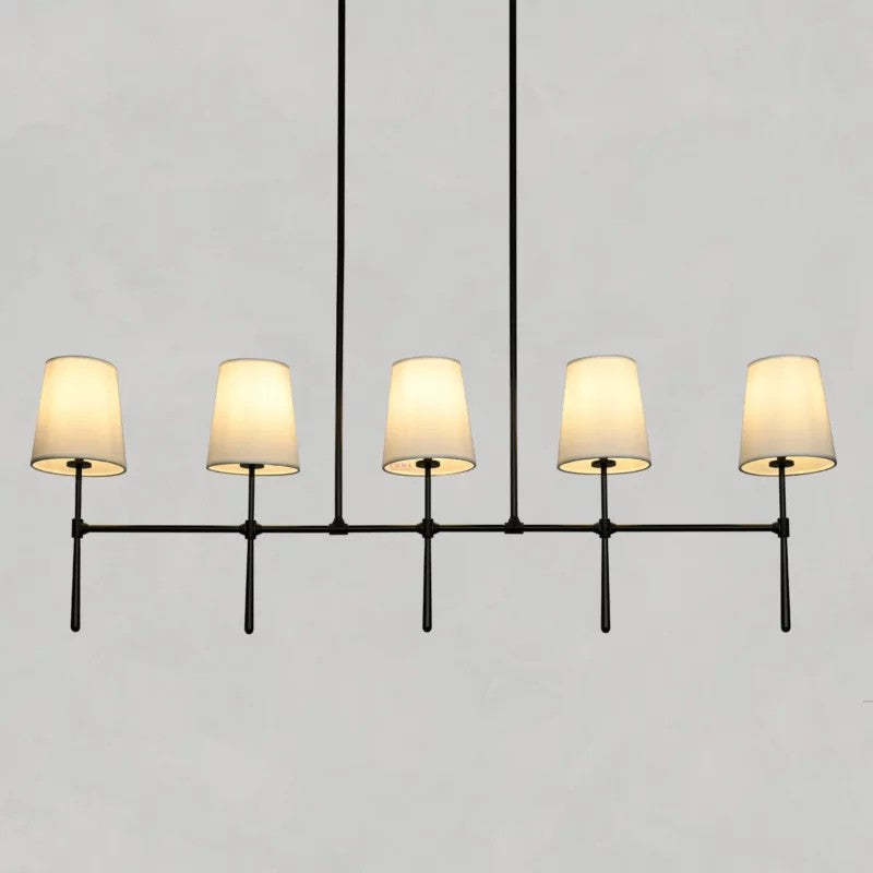 Art Fabric Lamp Shade Linear Chandelier 51" 62"