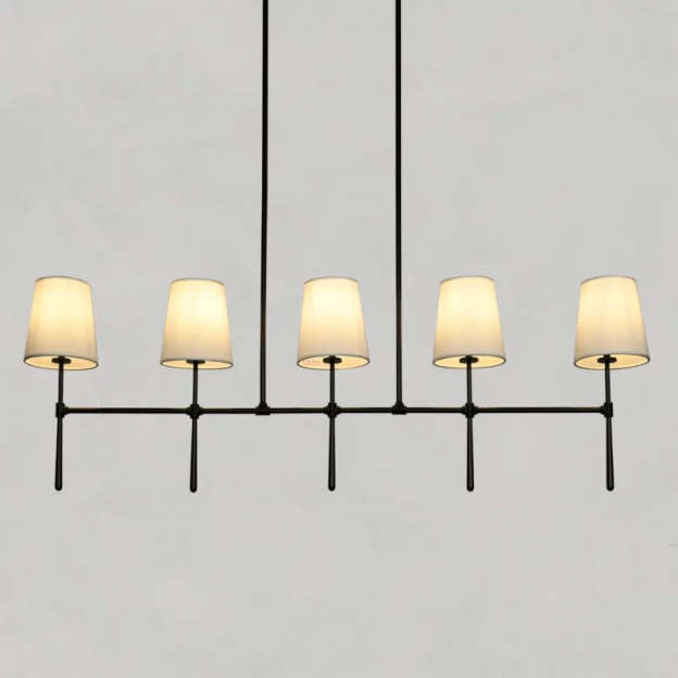 Art Fabric Lamp Shade Linear Chandelier 51" 62"