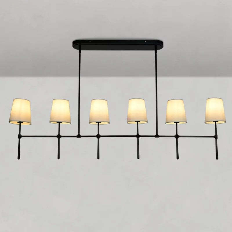 Art Fabric Lamp Shade Linear Chandelier 51" 62"