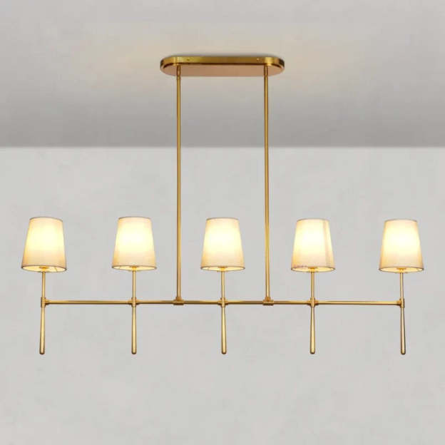 Art Fabric Lamp Shade Linear Chandelier 51" 62"