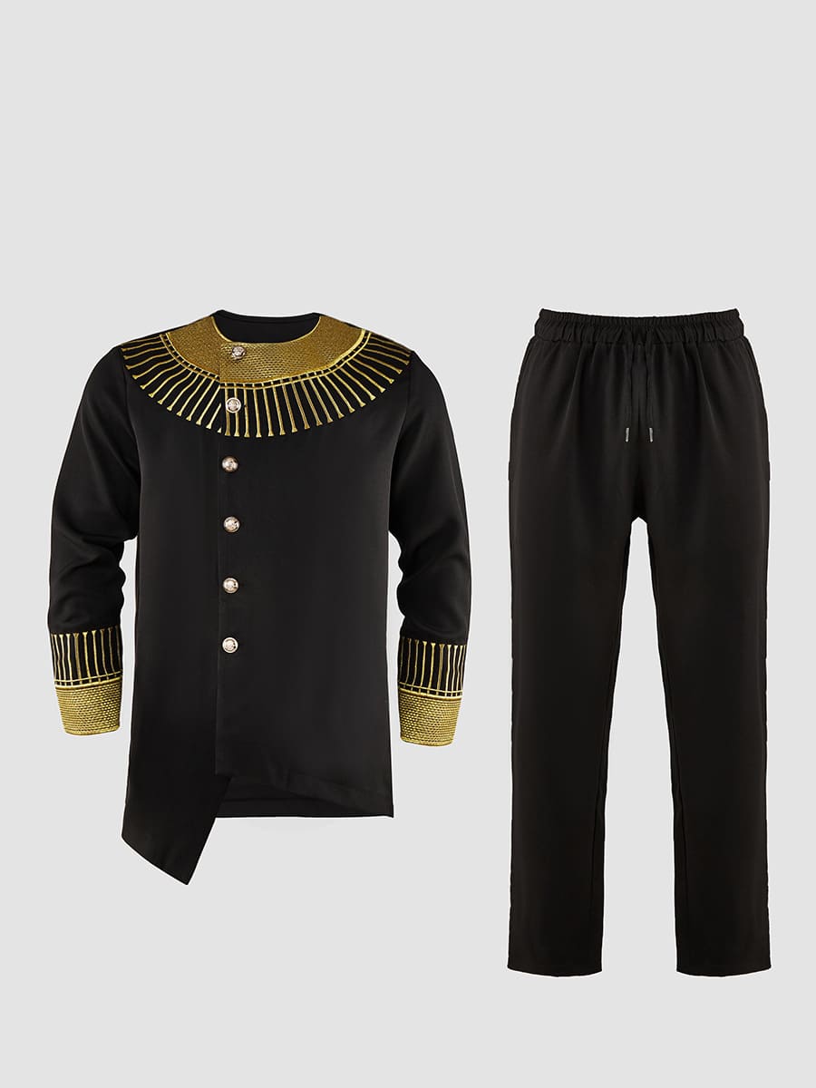 Africance Men's Embroidered African Suit Set | Traditional Kaftan with Ethnic Patterns 10085