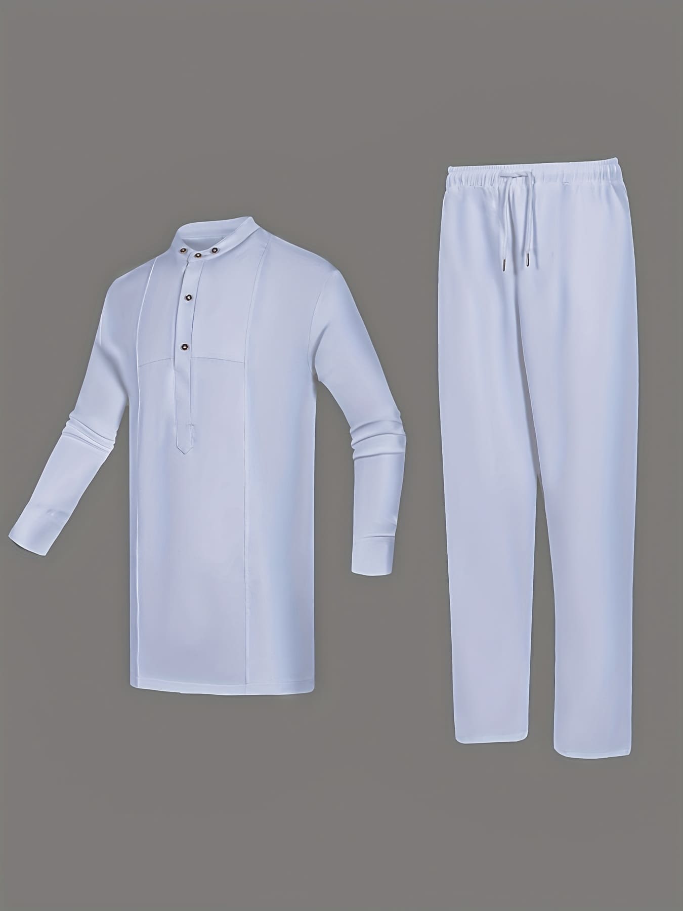 Africance Men's White Dashiki Set | 2-Piece Long Sleeve Top & Elastic Pants | Wedding & Streetwear Outfit 10077
