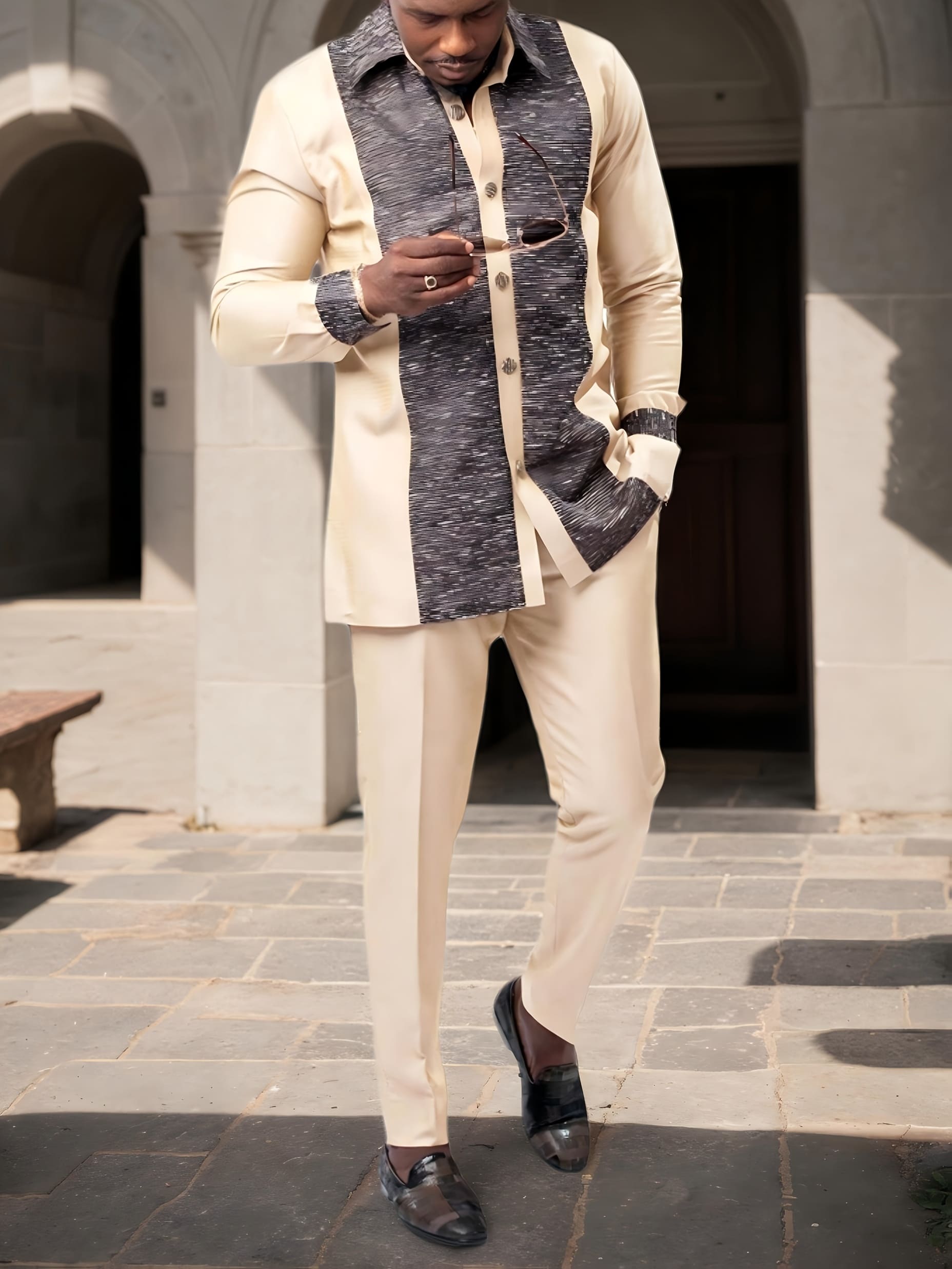 Africance Men's Luxury Ethnic Suit | Premium Two-Piece Set | Casual & Banquet Wear 10079