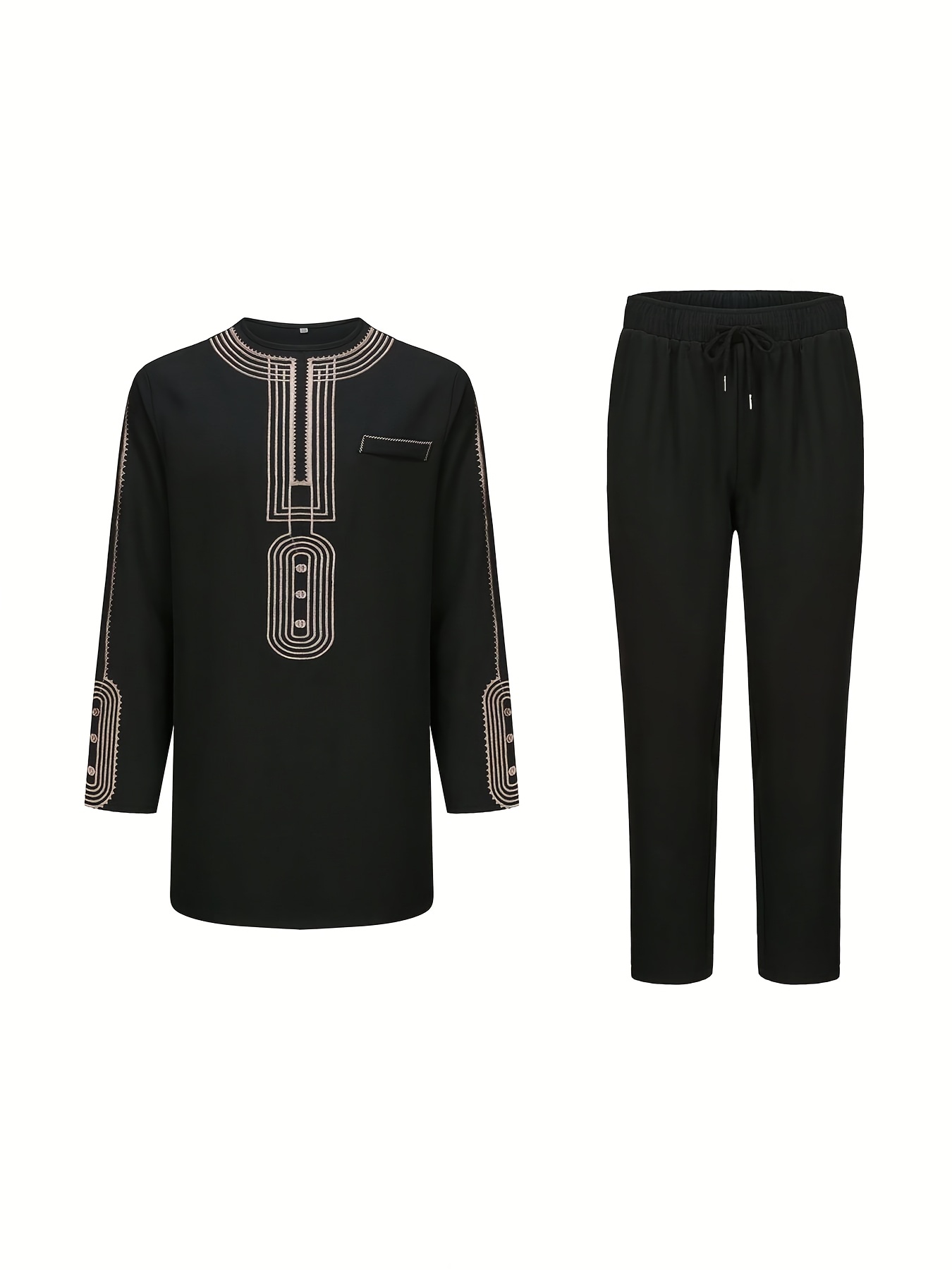 Africance Men's African Suit Set | Embroidered Jacket & Casual Pants 2-Piece | Wedding & Party Wear