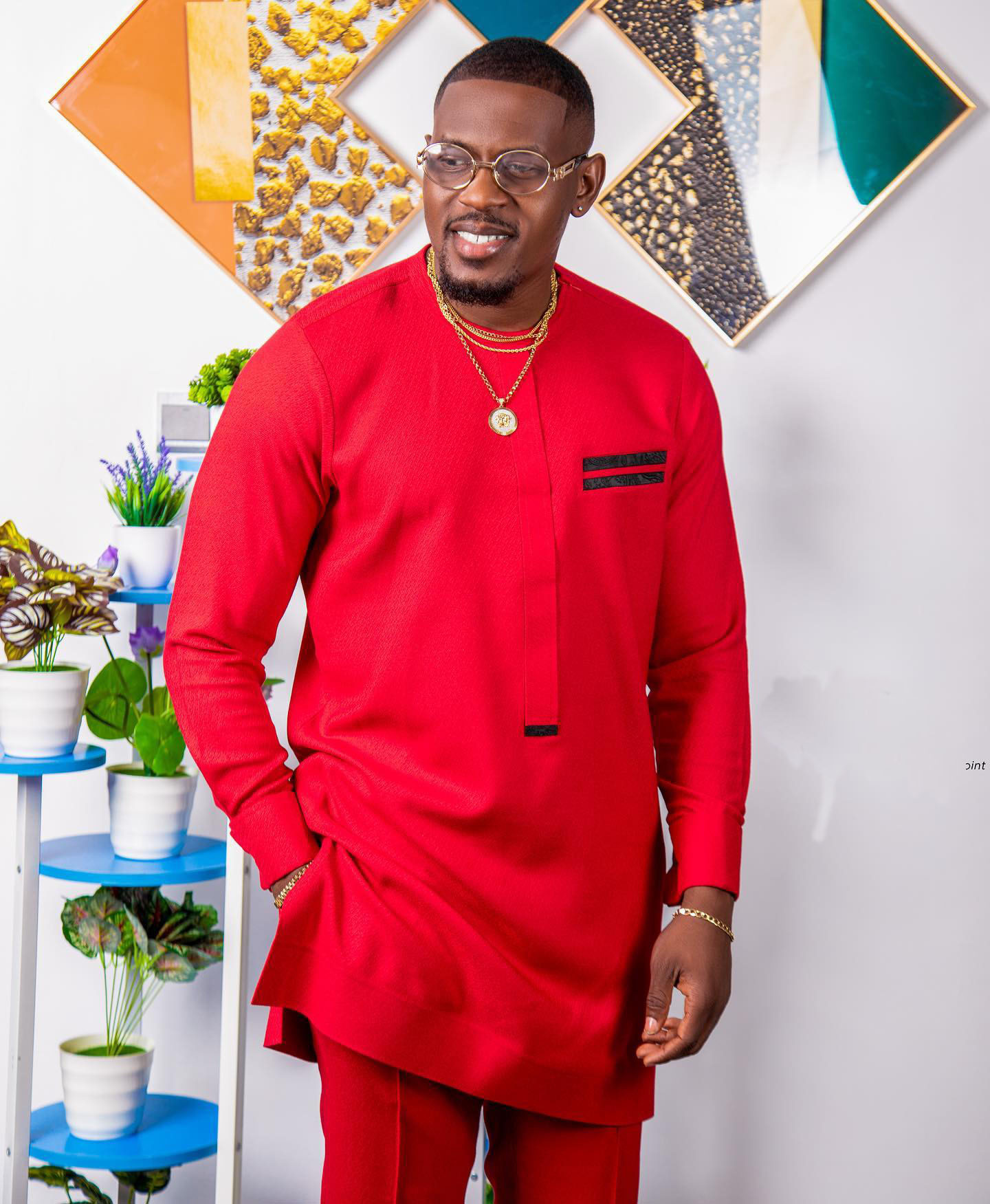 African Ethnic Style Men's Red Suit|Mens African Suits|Africance