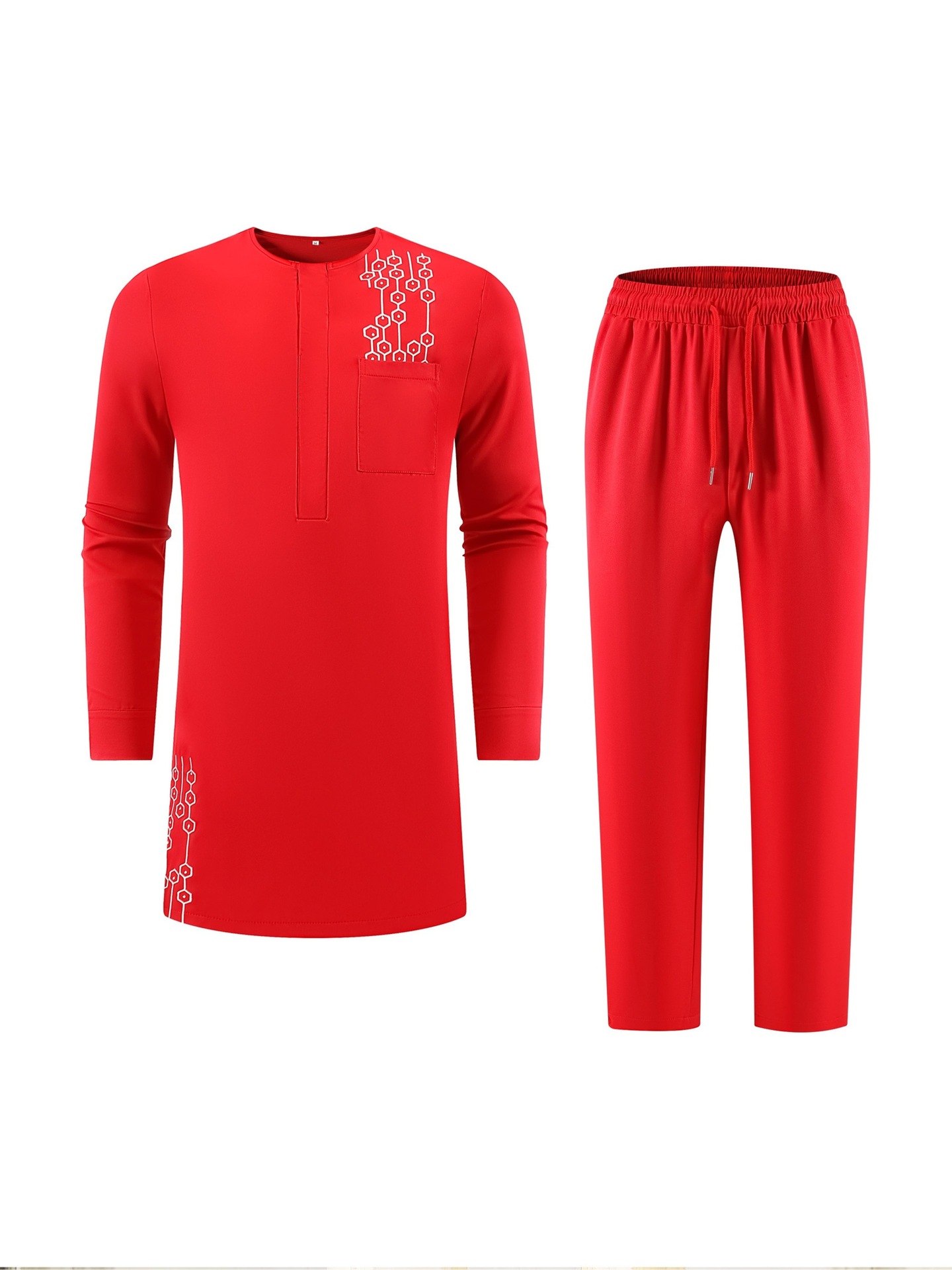 Africance Men's African Wedding Suit 2-Piece Set | Solid Color Embroidered Design | Formal & Festival Attire 10598-Africance