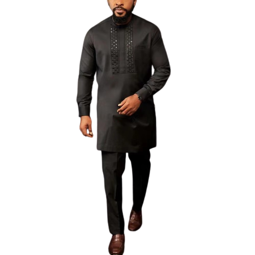 Men's New African Ethnic Style Fashion Casual Round-neck African American Men's Suit