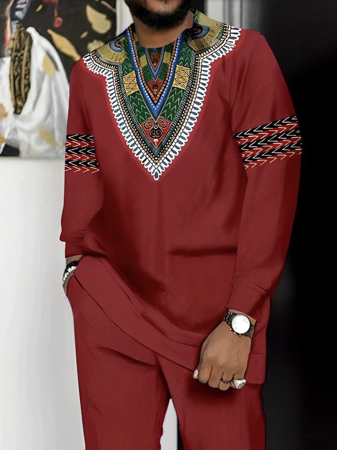 2024 New African Men's Ethnic Traditional Embroidery Suit 10014