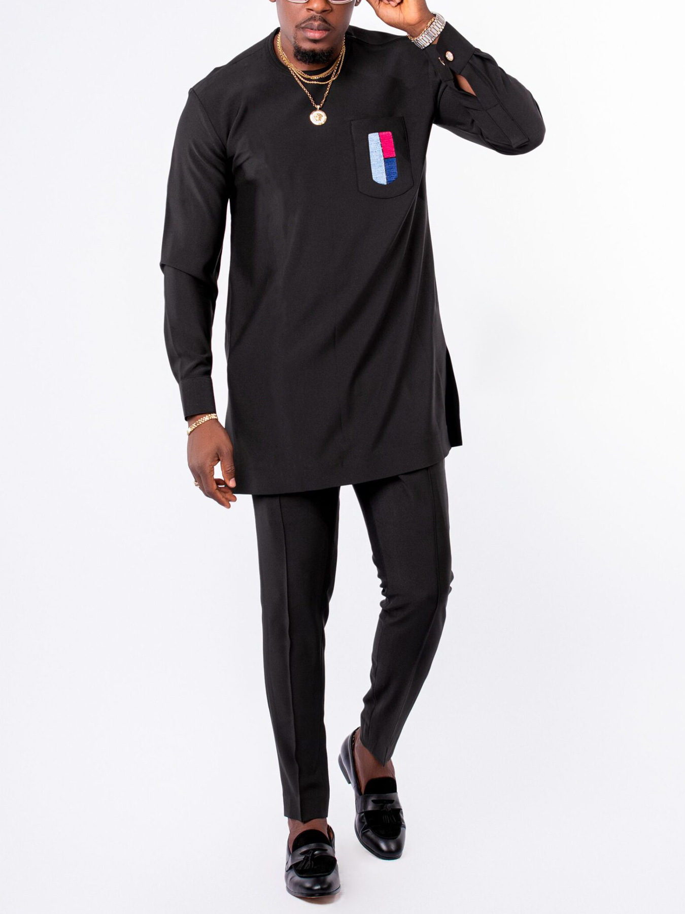 New Men's African Ethnic Style Fashionable Black Suit 10567