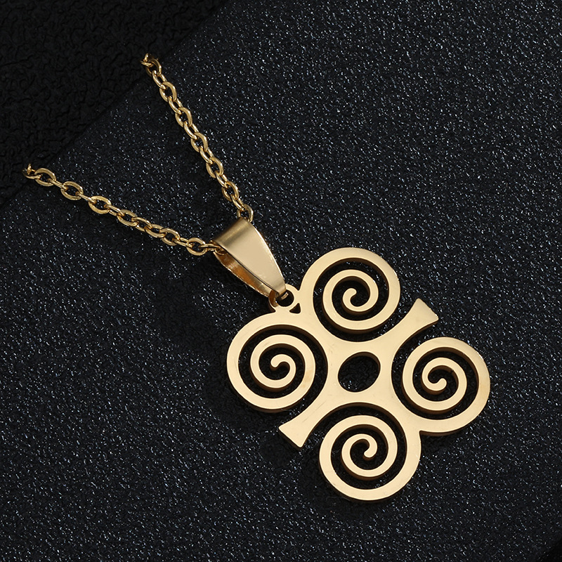 Africance Dwennimmen Ram Horn Adinkra Symbol Necklace, 18K Gold‑Tone Stainless Steel African Heritage Pendant