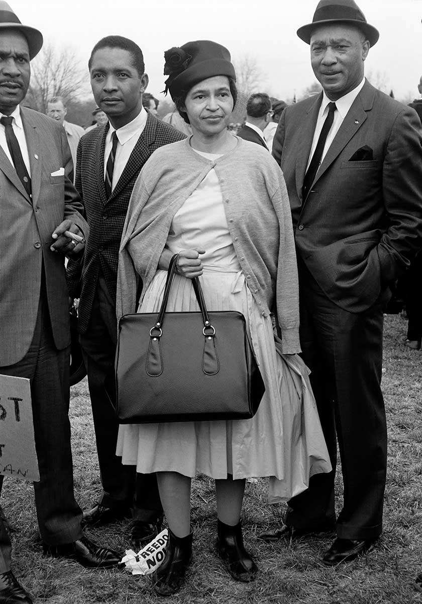 Rosa Parks during a civil rights demonstration.