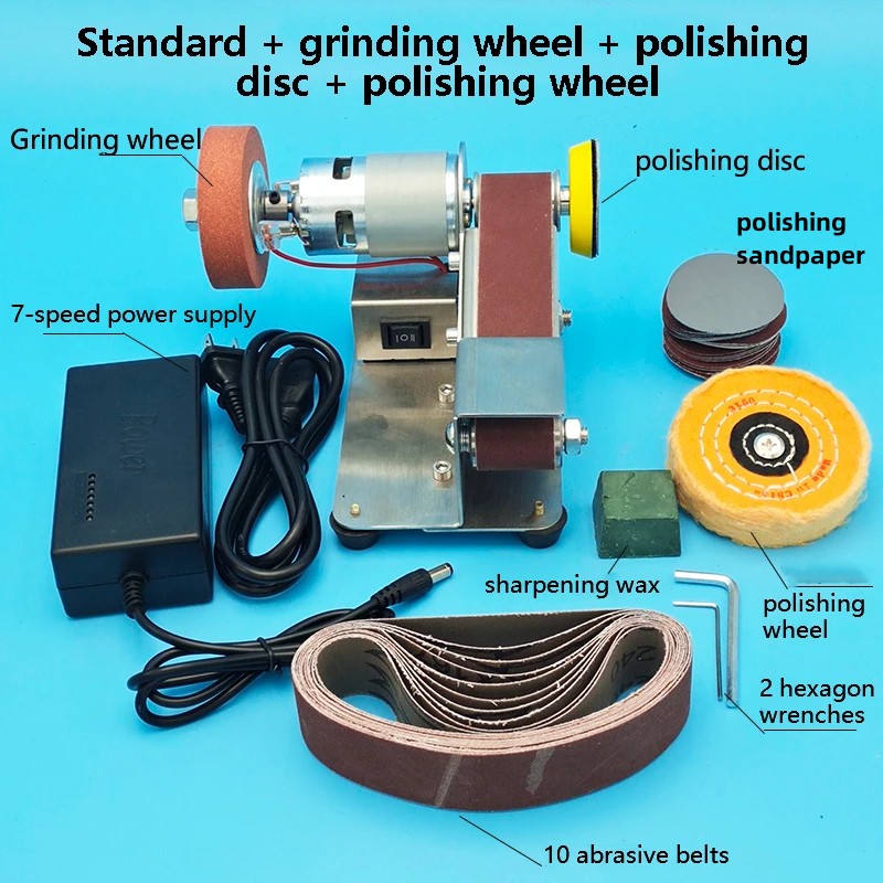 Micro 15 degree multifunctional small mini electric belt sander polishing machine woodworking polishing tool