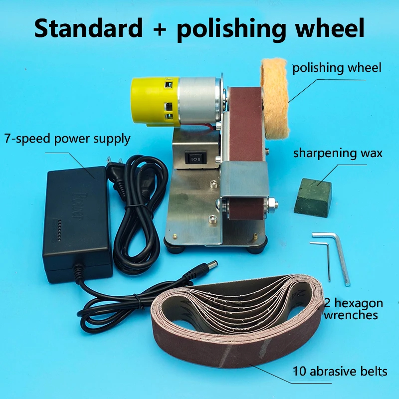 Micro 15 degree multifunctional small mini electric belt sander polishing machine woodworking polishing tool