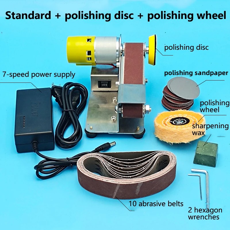 Micro 15 degree multifunctional small mini electric belt sander polishing machine woodworking polishing tool