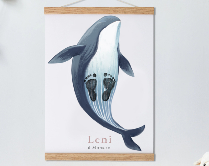 Overlord Blue Whale in the sea,Baby Gift and Pets Gift Personalized,, Footprint Set, Mural Baby & Children's Room Animals, Blue Whale🐾