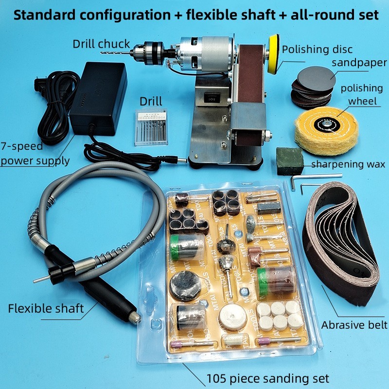 Micro 15 degree multifunctional small mini electric belt sander polishing machine woodworking polishing tool