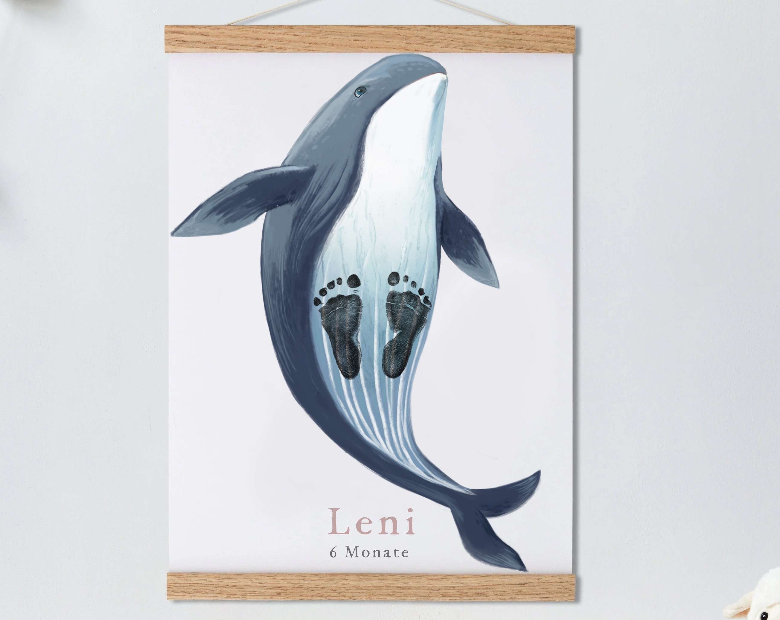 Overlord Blue Whale in the sea,Baby Gift and Pets Gift Personalized,, Footprint Set, Mural Baby & Children's Room Animals, Blue Whale🐾
