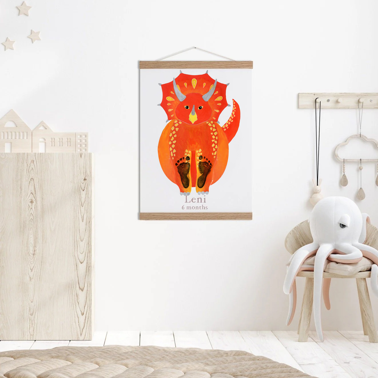 Overlord Blue Whale in the sea,Baby Gift and Pets Gift Personalized,, Footprint Set, Mural Baby & Children's Room Animals,Orange Triceratops🐾