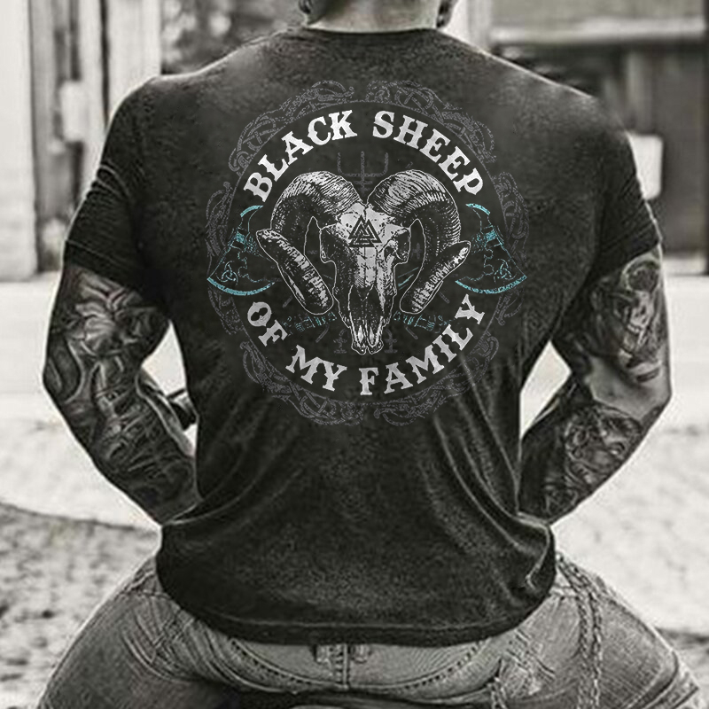 Black Sheep Of My Family Men's Short Sleeve  Printed T-shirt-