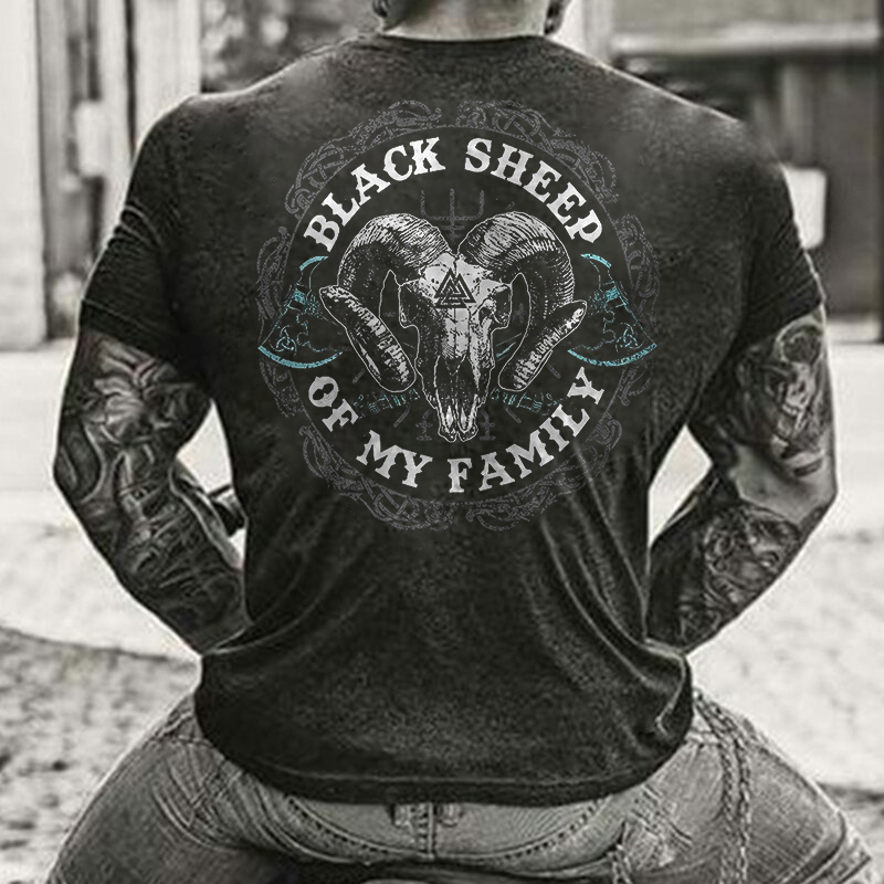 Black Sheep Of My Family Men's Short Sleeve  Printed T-shirt-
