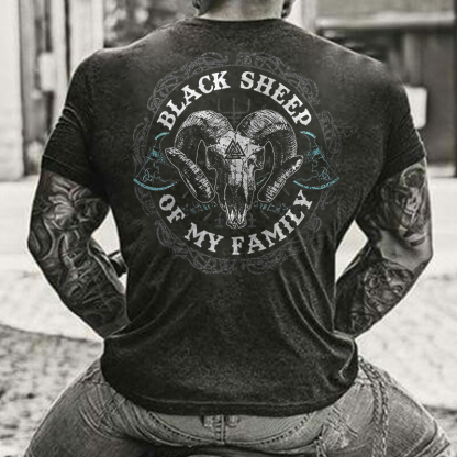 Black Sheep Of My Family Men's Short Sleeve  Printed T-shirt-