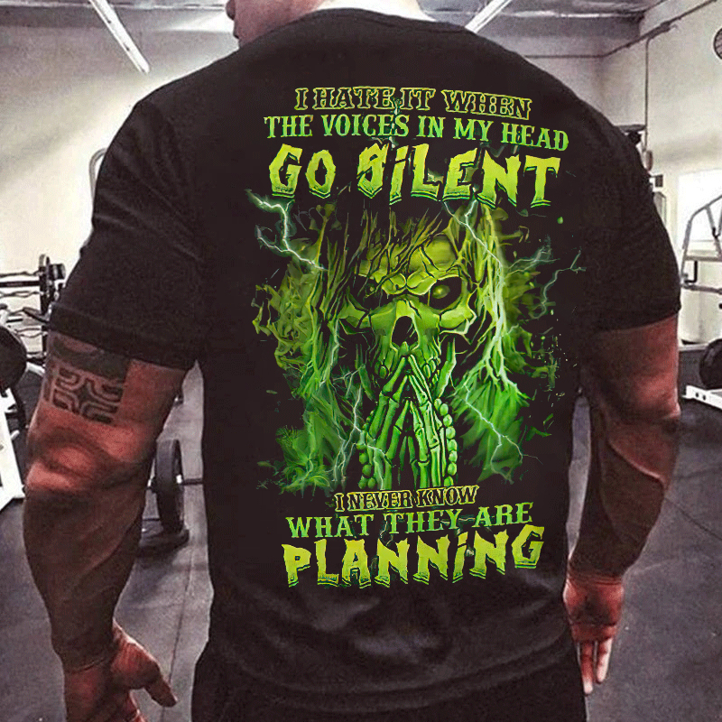 I Hate It When The Voices In My Head Go Silent Skull  Print Men's Short Sleeve T-Shirt