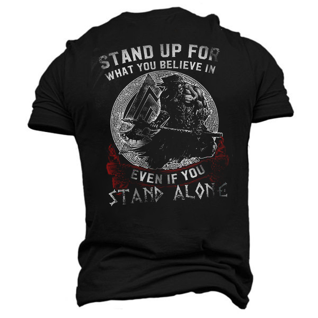 Viking Stand Up For What You Believe In Even If You Stand Alone Printed Short Sleeve Men's T-shirt-